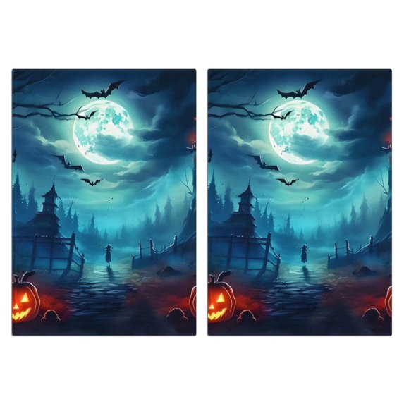 2 Pcs Funny Kitchen Towels,Halloween Night Scene Pattern Microfiber Dish Towels,Kitchen Tea Towels,Kitchen Towel Set (18" X 26")