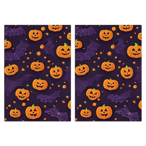 2 Pcs Funny Kitchen Towels,Halloween Pumpkin Bat Pattern Microfiber Dish Towels,Kitchen Tea Towels,Kitchen Towel Set (18" X 26")