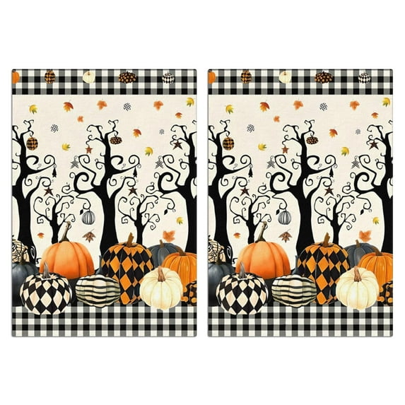 2 Pcs Funny Kitchen Towels,Halloween Pumpkins and Spooky Trees Microfiber Dish Towels,Kitchen Tea Towels,Kitchen Towel Set (18" X 26")