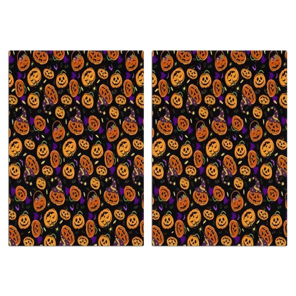 2 Pcs Funny Kitchen Towels,Halloween Pumpkins with Witch Hats Microfiber Dish Towels,Kitchen Tea Towels,Kitchen Towel Set (18" X 26")