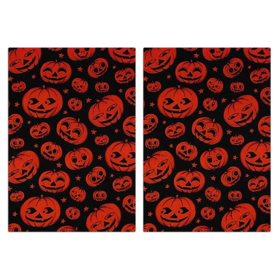 2 Pcs Funny Kitchen Towels,Halloween Red Pumpkins Pattern Microfiber Dish Towels,Kitchen Tea Towels,Kitchen Towel Set (18" X 26")