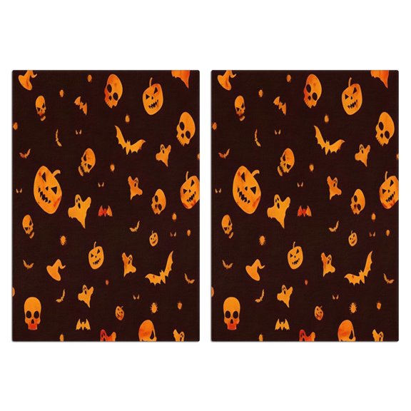 2 Pcs Funny Kitchen Towels,Halloween Spooky Icons on Dark Pattern Microfiber Dish Towels,Kitchen Tea Towels,Kitchen Towel Set (18" X 26")