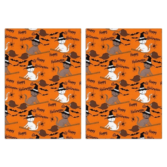 2 Pcs Funny Kitchen Towels,Halloween Witch Cats on Brooms Pattern Microfiber Dish Towels,Kitchen Tea Towels,Kitchen Towel Set (18" X 26")