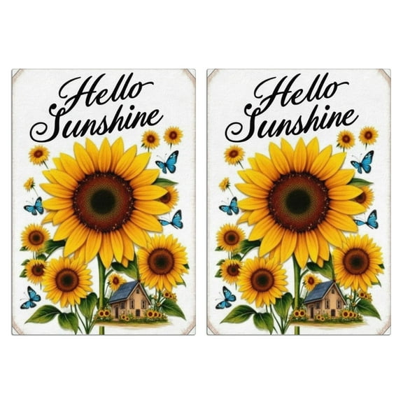 2 Pcs Funny Kitchen Towels,Hellow Sunshine Sunflower Microfiber Dish Towels,Kitchen Tea Towels,Kitchen Towel Set (18" X 26")
