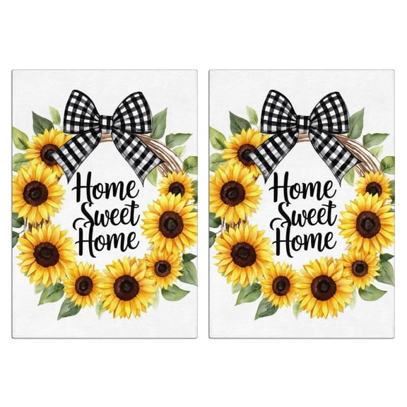 2 Pcs Funny Kitchen Towels,Home Sweet Home Sunflower Microfiber Dish Towels,Kitchen Tea Towels,Kitchen Towel Set (18" X 26")