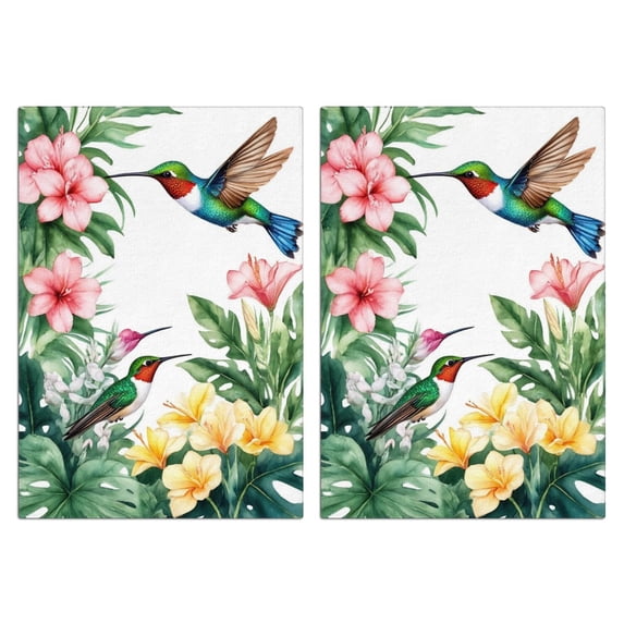 2 Pcs Funny Kitchen Towels,Hummingbird and Flower Microfiber Dish Towels,Kitchen Tea Towels,Kitchen Towel Set (18" X 26")