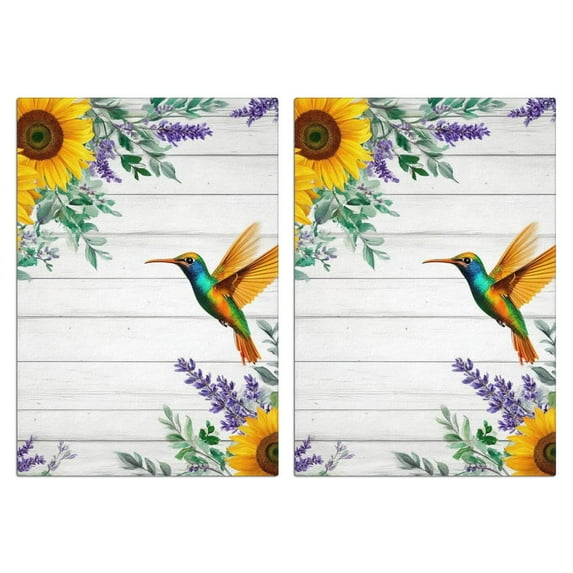 2 Pcs Funny Kitchen Towels,Hummingbird with Sunflowers and Lavender Microfiber Dish Towels,Kitchen Tea Towels,Kitchen Towel Set (18" X 26")