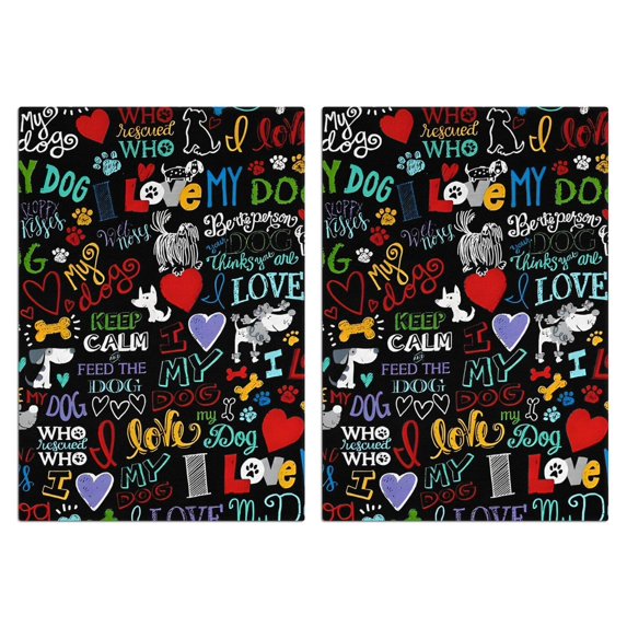2 Pcs Funny Kitchen Towels,I Love My Dogs Art Microfiber Dish Towels,Kitchen Tea Towels,Kitchen Towel Set (18" X 26")