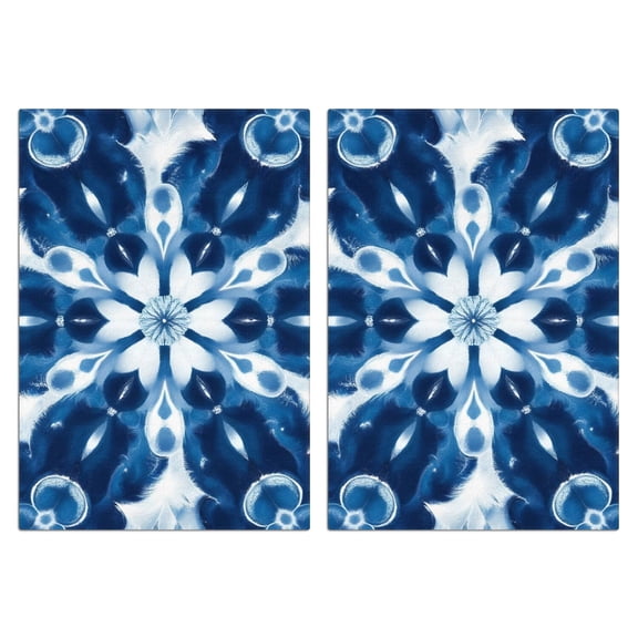 2 Pcs Funny Kitchen Towels,Indigo Tie Dye Floral Mandala Microfiber Dish Towels,Kitchen Tea Towels,Kitchen Towel Set (18" X 26")