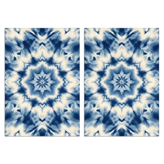 2 Pcs Funny Kitchen Towels,Indigo Tie Dye Star Microfiber Dish Towels,Kitchen Tea Towels,Kitchen Towel Set (18" X 26")
