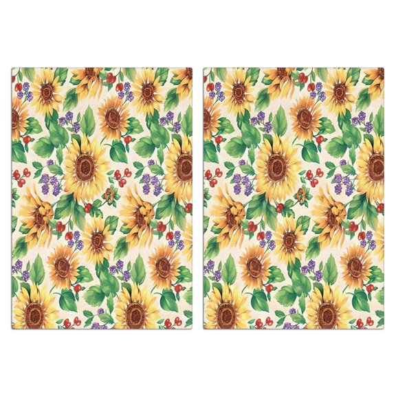 2 Pcs Funny Kitchen Towels,Leaf Red Berry Purple Flower Sunflower Pattern Microfiber Dish Towels,Kitchen Tea Towels,Kitchen Towel Set (18" X 26")