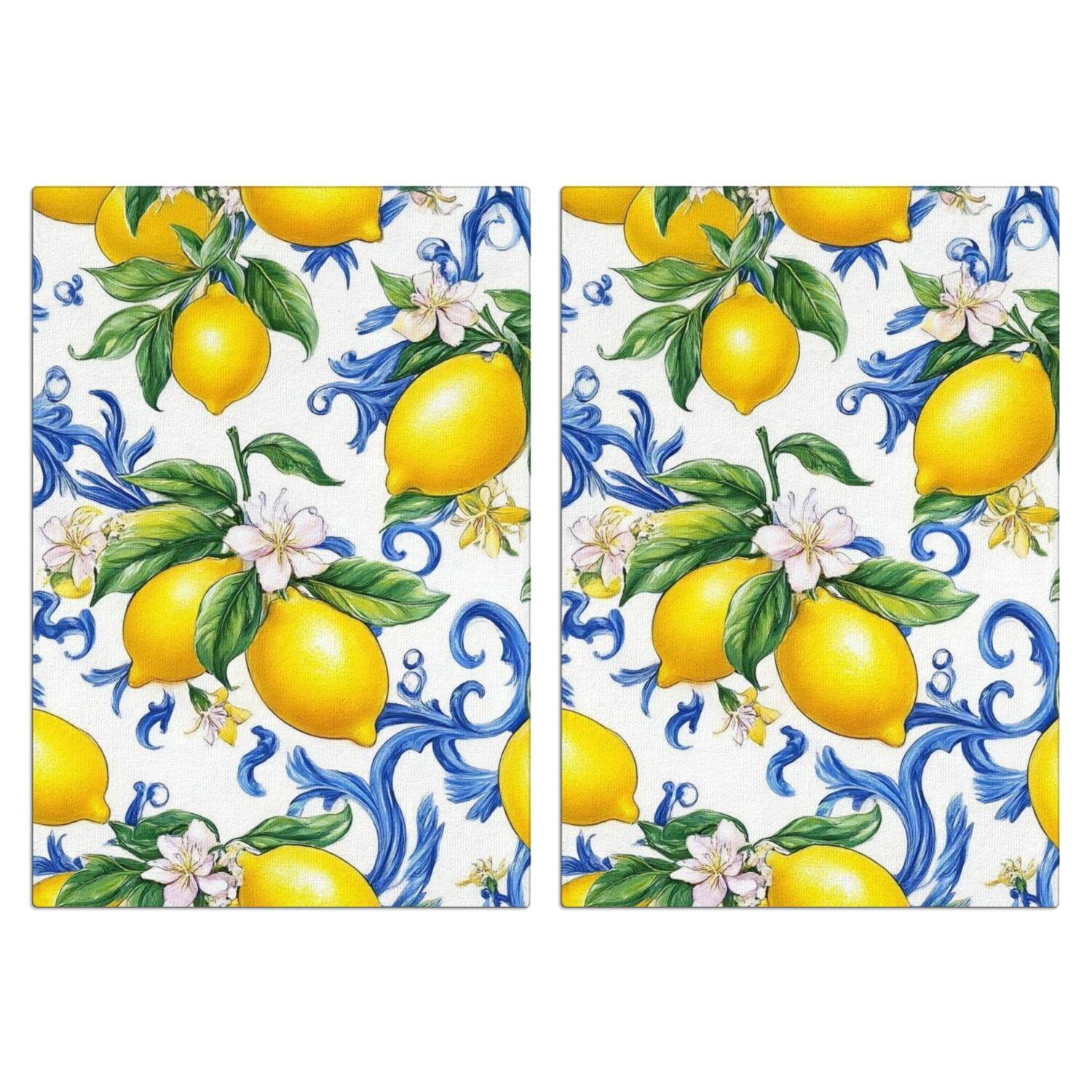 2 Pcs Funny Kitchen Towels,Lemon Microfiber Dish Towels,Kitchen Tea Towels,Kitchen Towel Set (18" X 26")