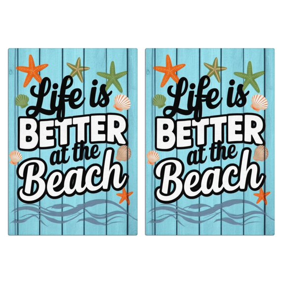 2 Pcs Funny Kitchen Towels,Life Is Better At the Beach Microfiber Dish Towels,Kitchen Tea Towels,Kitchen Towel Set (18" X 26")