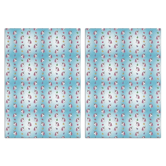 2 Pcs Funny Kitchen Towels,Light Blue Cartoon Unicorn Head with Fruit Pattern Microfiber Dish Towels,Kitchen Tea Towels,Kitchen Towel Set (18" X 26")