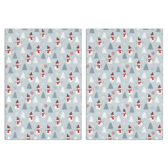 2 Pcs Funny Kitchen Towels,Light Blue Christmas Snowman and Tree Pattern Microfiber Dish Towels,Kitchen Tea Towels,Kitchen Towel Set (18" X 26")