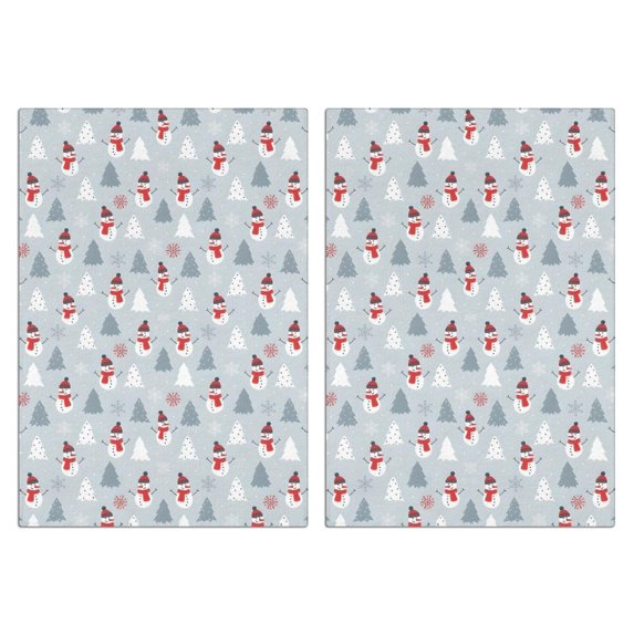 2 Pcs Funny Kitchen Towels,Light Blue Christmas Snowman and Tree Pattern Microfiber Dish Towels,Kitchen Tea Towels,Kitchen Towel Set (18" X 26")