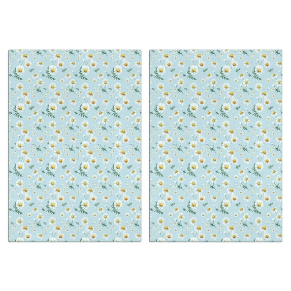 2 Pcs Funny Kitchen Towels,Light Blue Daisy Flower Pattern Microfiber Dish Towels,Kitchen Tea Towels,Kitchen Towel Set (18" X 26")