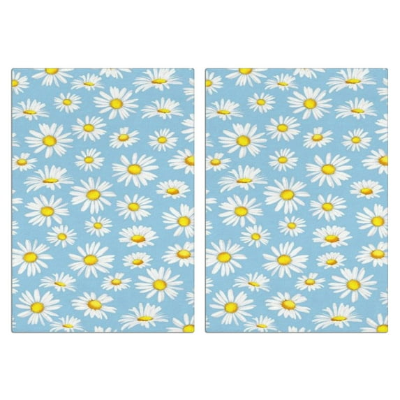 2 Pcs Funny Kitchen Towels,Light Blue Daisy Flower Pattern Microfiber Dish Towels,Kitchen Tea Towels,Kitchen Towel Set (18" X 26")