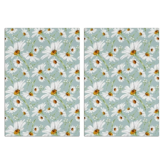 2 Pcs Funny Kitchen Towels,Light Blue Daisy Flower Pattern Microfiber Dish Towels,Kitchen Tea Towels,Kitchen Towel Set (18" X 26")