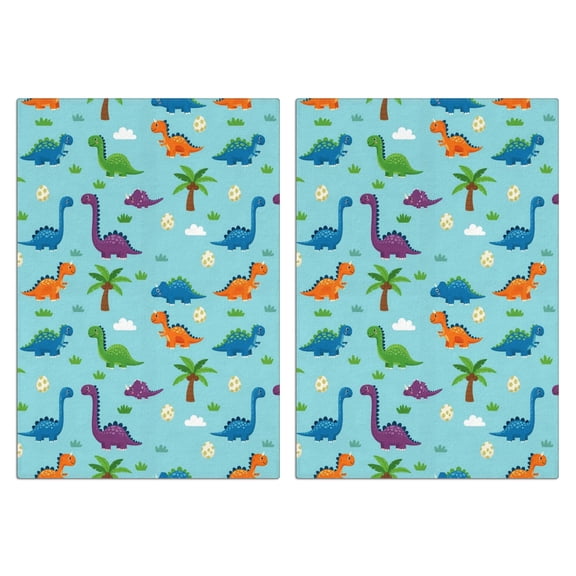 2 Pcs Funny Kitchen Towels,Light Blue Dinosaurs Palms Eggs Pattern Microfiber Dish Towels,Kitchen Tea Towels,Kitchen Towel Set (18" X 26")