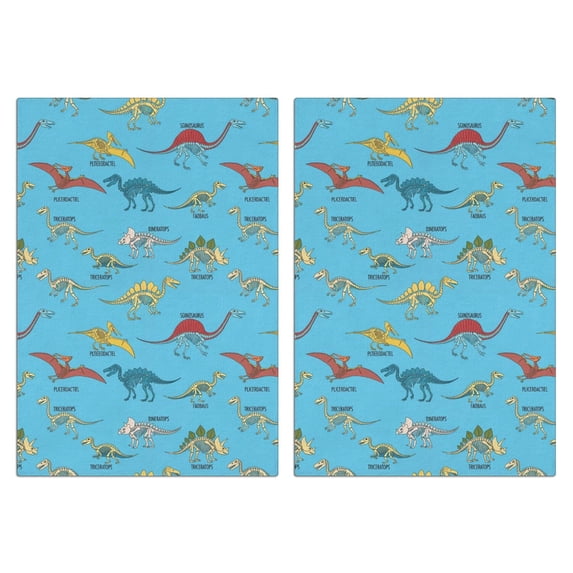 2 Pcs Funny Kitchen Towels,LightBlue Cartoon Dinosaurs Skeletons Pattern Microfiber Dish Towels,Kitchen Tea Towels,Kitchen Towel Set (18" X 26")