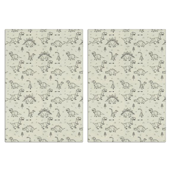 2 Pcs Funny Kitchen Towels,LightColor Origami Dinosaurs Pattern Microfiber Dish Towels,Kitchen Tea Towels,Kitchen Towel Set (18" X 26")
