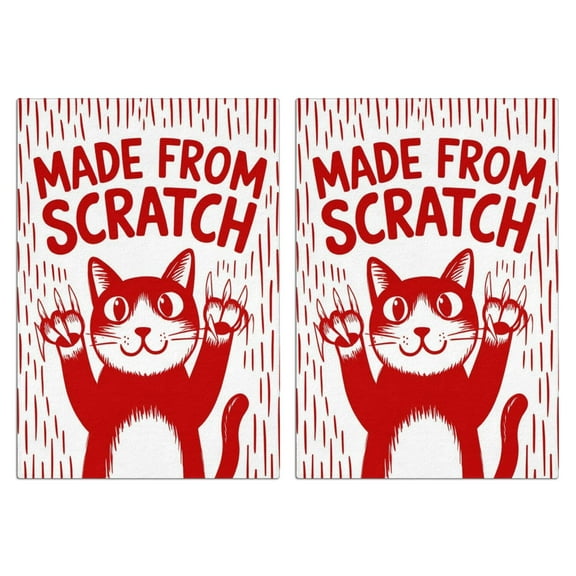 2 Pcs Funny Kitchen Towels,Made From Scratch Cat Microfiber Dish Towels,Kitchen Tea Towels,Kitchen Towel Set (18" X 26")