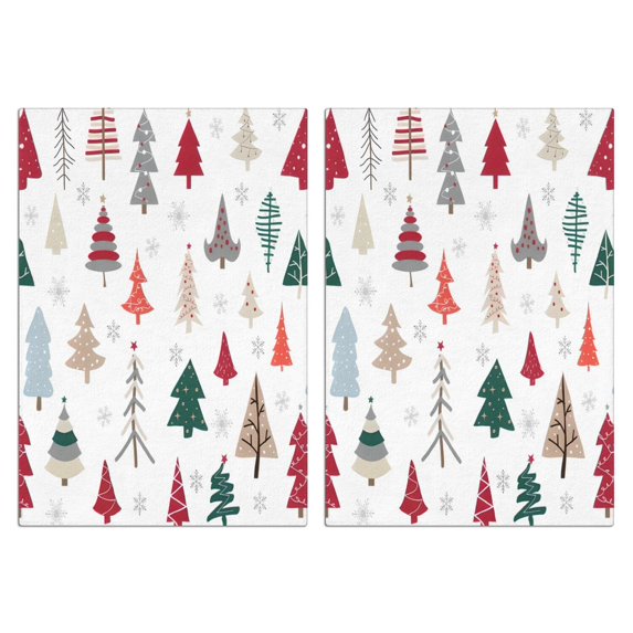 2 Pcs Funny Kitchen Towels,Multicolor Christmas Tree Pattern Microfiber Dish Towels,Kitchen Tea Towels,Kitchen Towel Set (18" X 26")