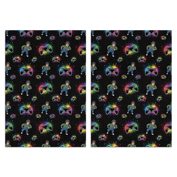 2 Pcs Funny Kitchen Towels,Multicolor Controllers Games Characters Black Pattern Microfiber Dish Towels,Kitchen Tea Towels,Kitchen Towel Set (18" X 26")