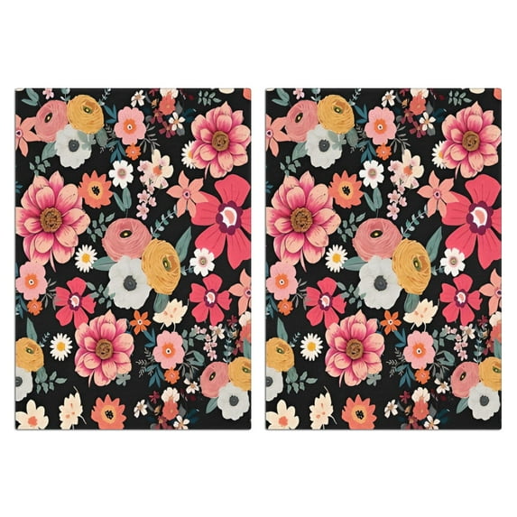 2 Pcs Funny Kitchen Towels,Multicolored Pioneer Flower Microfiber Dish Towels,Kitchen Tea Towels,Kitchen Towel Set (18" X 26")