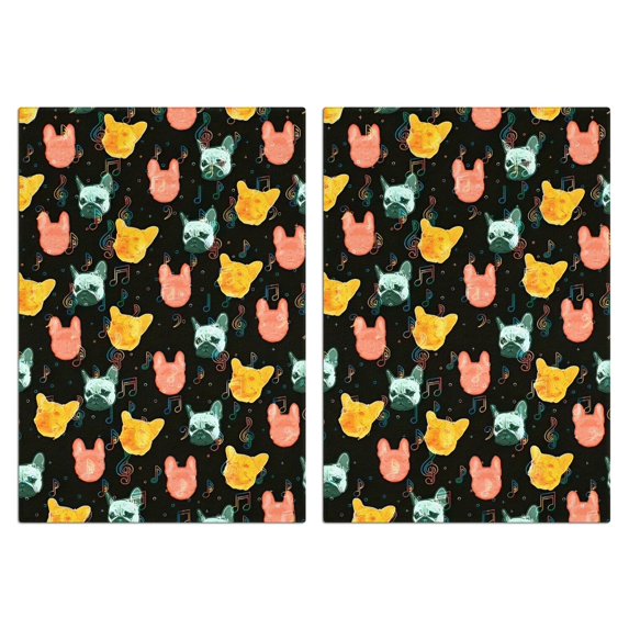 2 Pcs Funny Kitchen Towels,Music Bulldog Microfiber Dish Towels,Kitchen Tea Towels,Kitchen Towel Set (18" X 26")