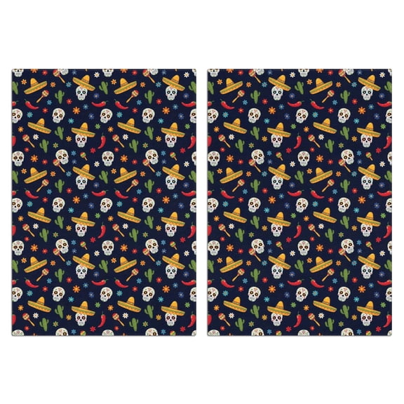 2 Pcs Funny Kitchen Towels,Navy Mexican Skull Pattern Microfiber Dish Towels,Kitchen Tea Towels,Kitchen Towel Set (18" X 26")