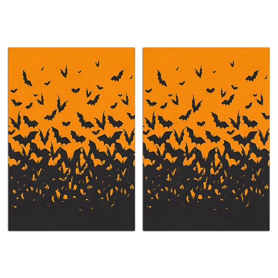 2 Pcs Funny Kitchen Towels,Orange Halloween Bats Microfiber Dish Towels,Kitchen Tea Towels,Kitchen Towel Set (18" X 26")