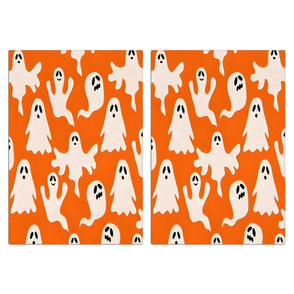 2 Pcs Funny Kitchen Towels,Orange Halloween Ghosts Microfiber Dish Towels,Kitchen Tea Towels,Kitchen Towel Set (18" X 26")