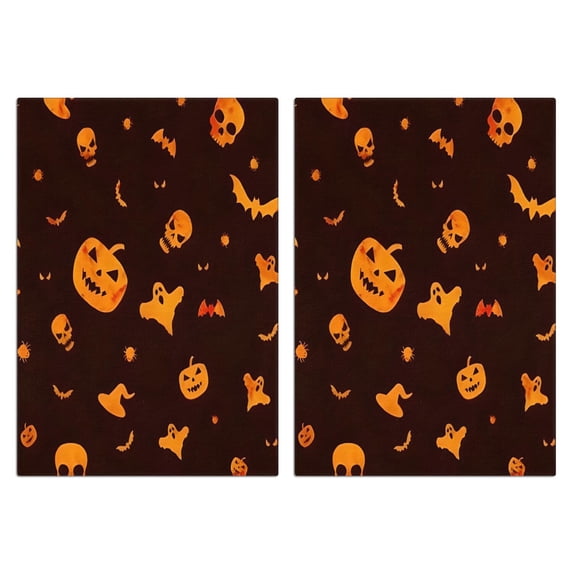 2 Pcs Funny Kitchen Towels,Orange Halloween Spooky Elements Microfiber Dish Towels,Kitchen Tea Towels,Kitchen Towel Set (18" X 26")