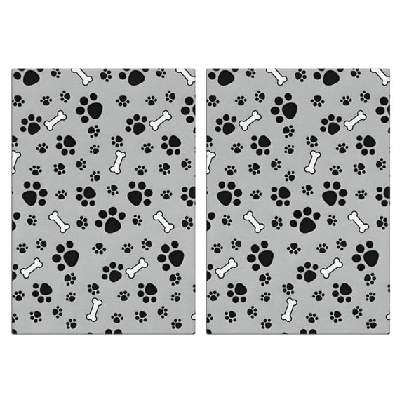 2 Pcs Funny Kitchen Towels,Paw Prints and Bones Microfiber Dish Towels,Kitchen Tea Towels,Kitchen Towel Set (18" X 26")