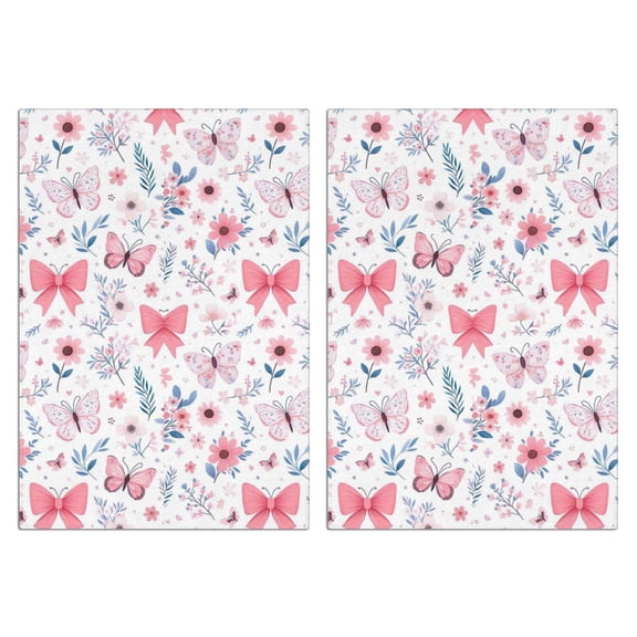 2 Pcs Funny Kitchen Towels,Pink Butterfly Star Floral Peach Pattern Microfiber Dish Towels,Kitchen Tea Towels,Kitchen Towel Set (18" X 26")