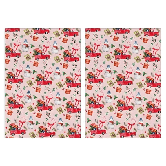 2 Pcs Funny Kitchen Towels,Pink Christmas Red Truck and Snowman Pattern Microfiber Dish Towels,Kitchen Tea Towels,Kitchen Towel Set (18" X 26")