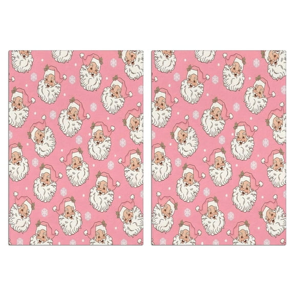 2 Pcs Funny Kitchen Towels,Pink Christmas Santa Pattern Microfiber Dish Towels,Kitchen Tea Towels,Kitchen Towel Set (18" X 26")