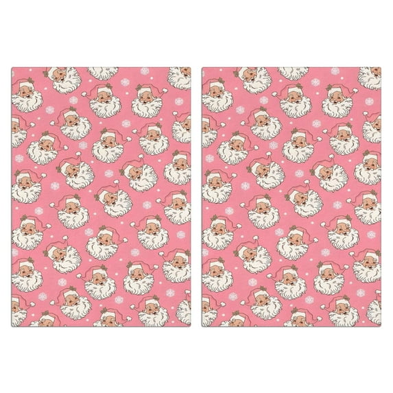 2 Pcs Funny Kitchen Towels,Pink Christmas Santa Pattern Microfiber Dish Towels,Kitchen Tea Towels,Kitchen Towel Set (18" X 26")