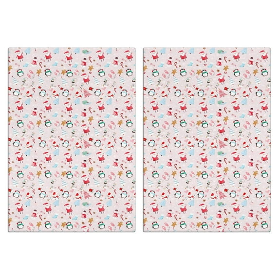 2 Pcs Funny Kitchen Towels,Pink Christmas Santa and Penguin Pattern Microfiber Dish Towels,Kitchen Tea Towels,Kitchen Towel Set (18" X 26")