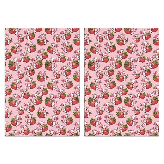 2 Pcs Funny Kitchen Towels,Pink Cow Strawberry Hug Pattern Microfiber Dish Towels,Kitchen Tea Towels,Kitchen Towel Set (18" X 26")