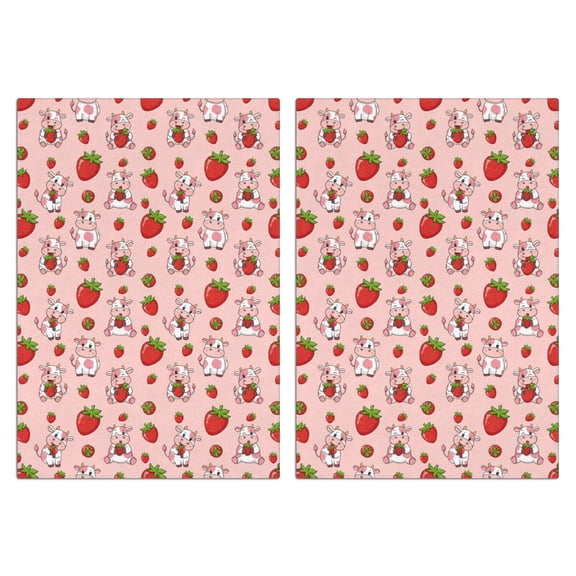 2 Pcs Funny Kitchen Towels,Pink Cow Strawberry Pattern Microfiber Dish Towels,Kitchen Tea Towels,Kitchen Towel Set (18" X 26")