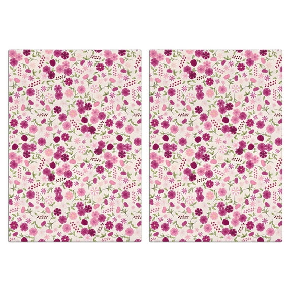 2 Pcs Funny Kitchen Towels,Pink Pioneer Flower Pattern Microfiber Dish Towels,Kitchen Tea Towels,Kitchen Towel Set (18" X 26")