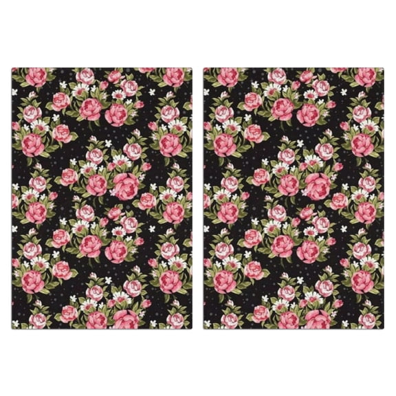 2 Pcs Funny Kitchen Towels,Pioneer Flower Floral Print Pattern Microfiber Dish Towels,Kitchen Tea Towels,Kitchen Towel Set (18" X 26")