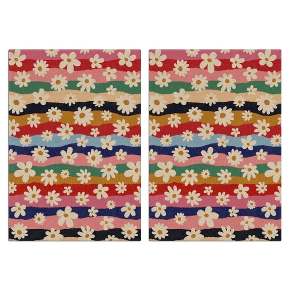 2 Pcs Funny Kitchen Towels,Pioneer Flower Microfiber Dish Towels,Kitchen Tea Towels,Kitchen Towel Set (18" X 26")