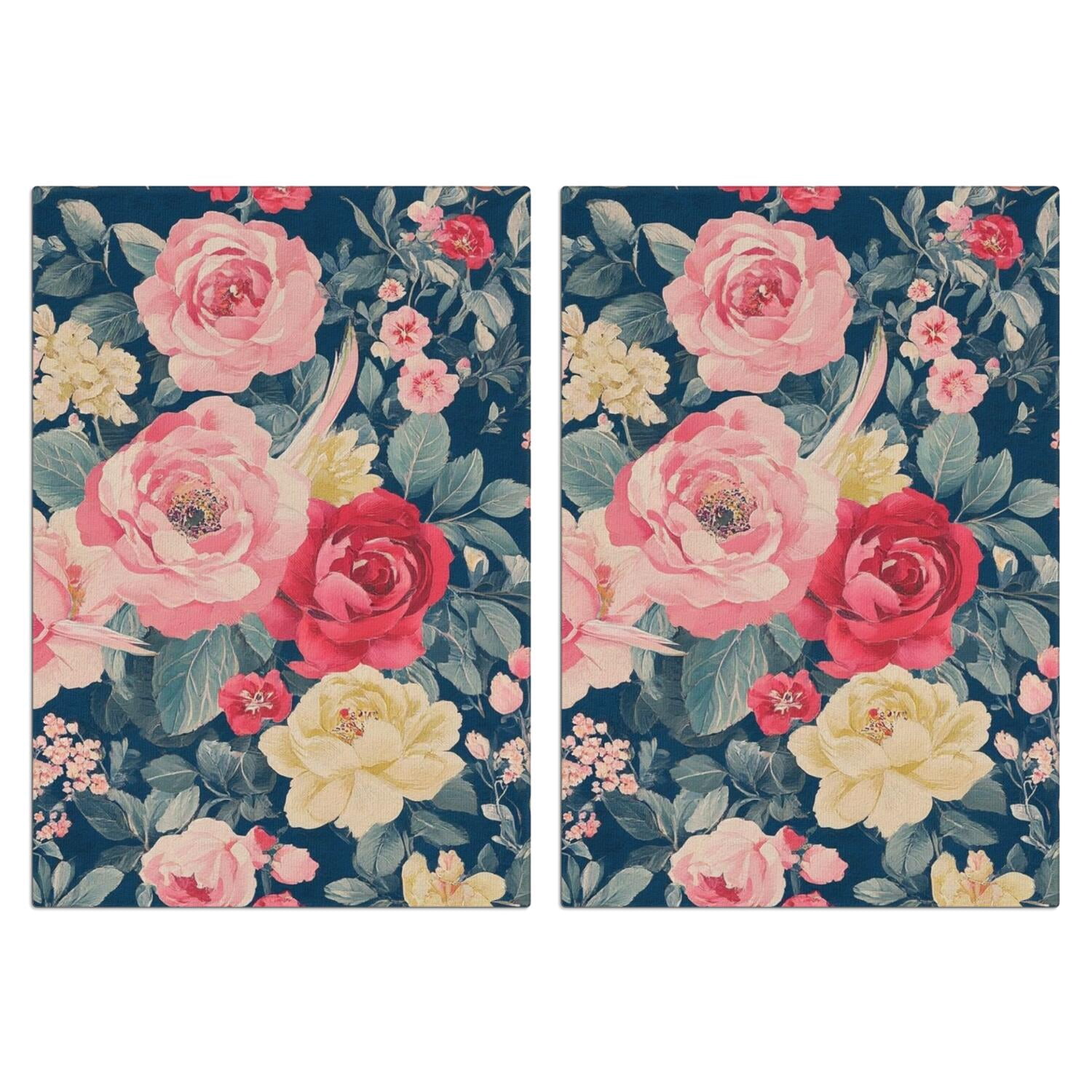 2 Pcs Funny Kitchen Towels,Pioneer Flower Microfiber Dish Towels,Kitchen Tea Towels,Kitchen Towel Set (18" X 26")