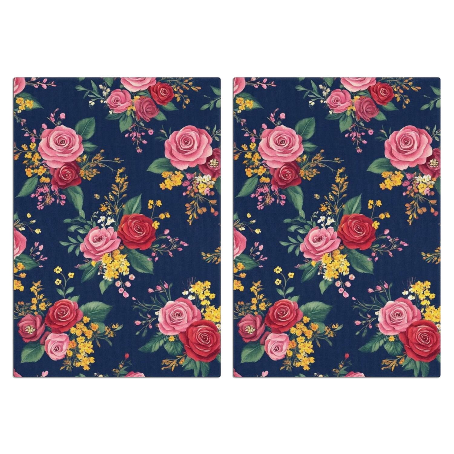 2 Pcs Funny Kitchen Towels,Pioneer Flower Microfiber Dish Towels,Kitchen Tea Towels,Kitchen Towel Set (18" X 26")