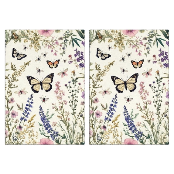 2 Pcs Funny Kitchen Towels,Pioneer Flower and Butterfly Microfiber Dish Towels,Kitchen Tea Towels,Kitchen Towel Set (18" X 26")