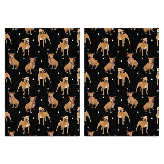 2 Pcs Funny Kitchen Towels,Pitbull Dog and Footprint Microfiber Dish Towels,Kitchen Tea Towels,Kitchen Towel Set (18" X 26")